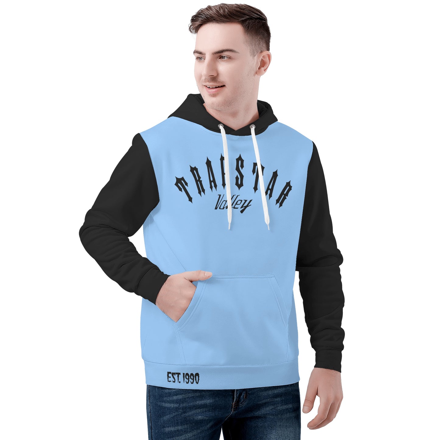 Trap Star Valley 3.0 SkyBlue/Blk Mens Hoodie