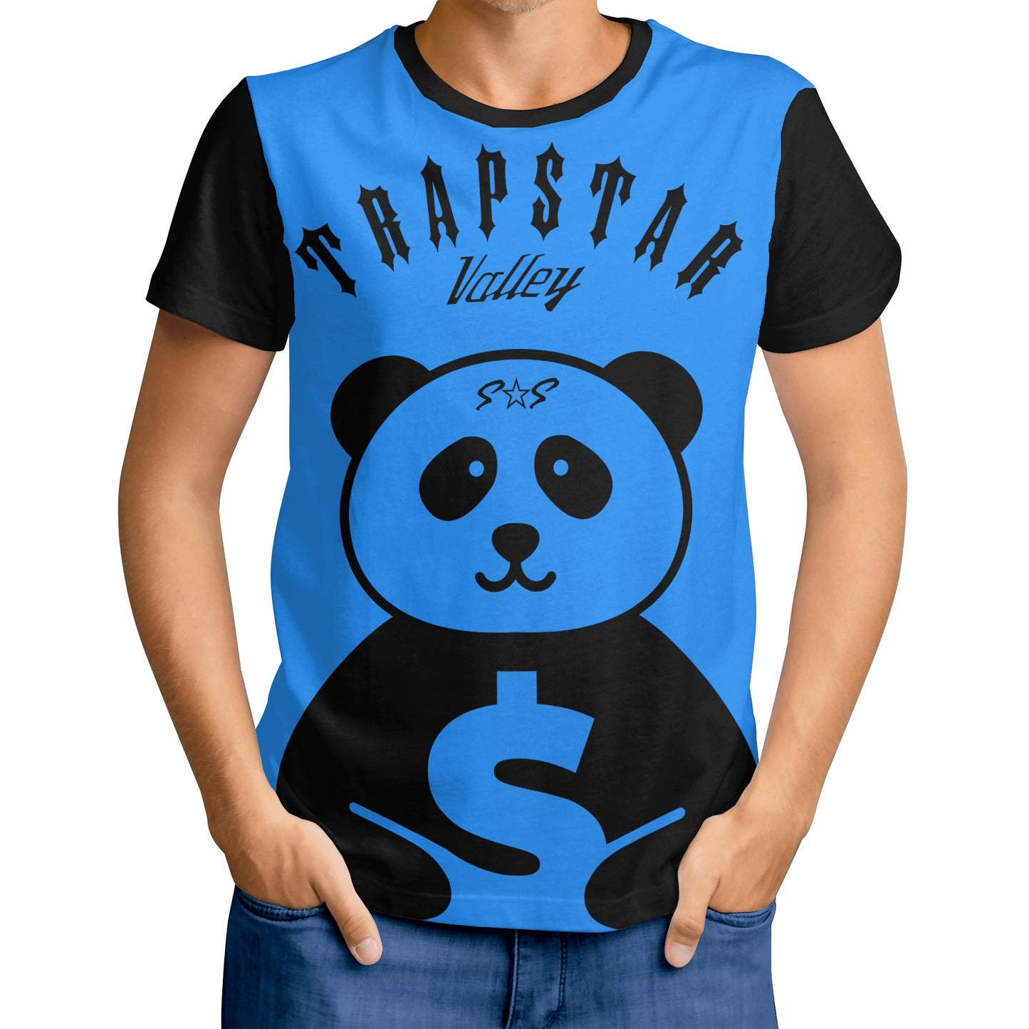 Trap Star Valley Panda 1.0  Blue Mens T-shirt