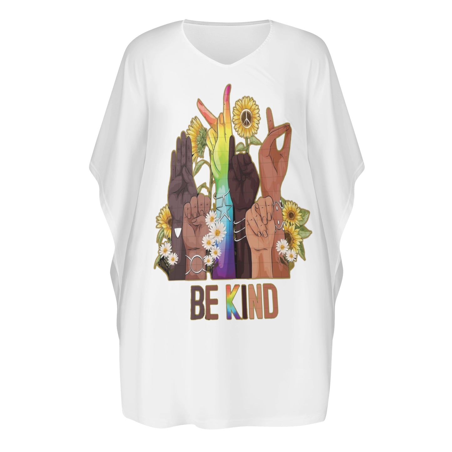 Be Kind (Pride Edition)  White Womens Daily Plus Star Size Loose Dress