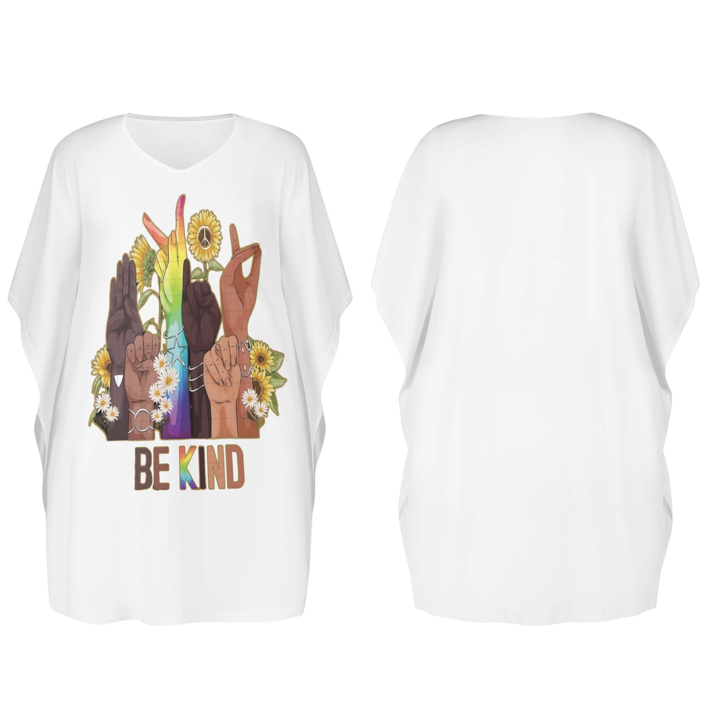 Be Kind (Pride Edition)  White Womens Daily Plus Star Size Loose Dress