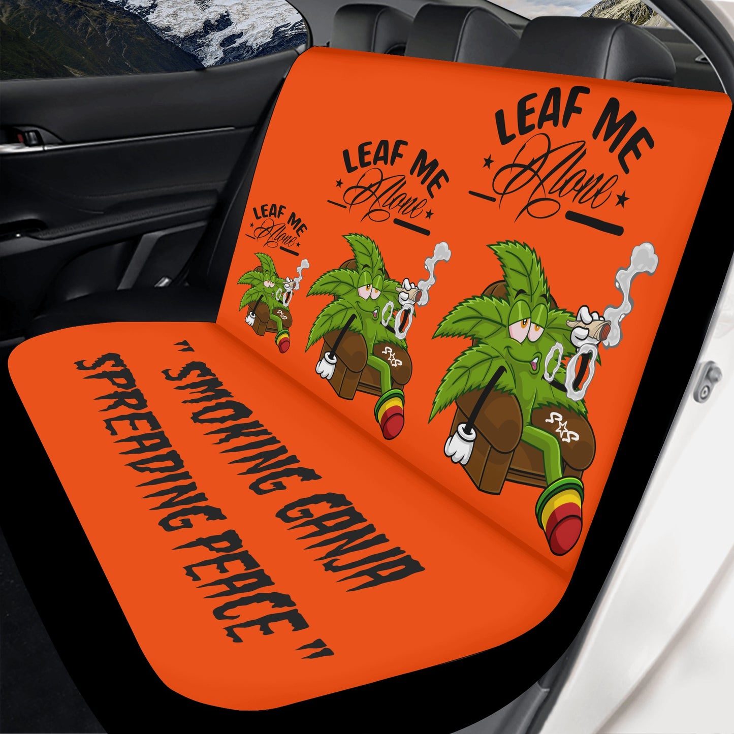 Leaf Me Alone 420 Edition  Dark Orange Back Car Seat Cover