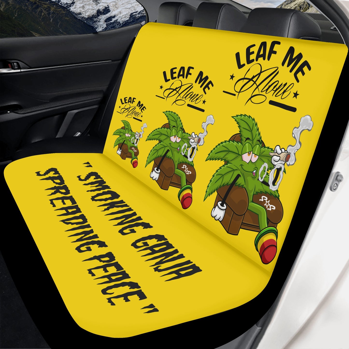 Leaf Me Alone 420 Edition Gold Back Car Seat Cover