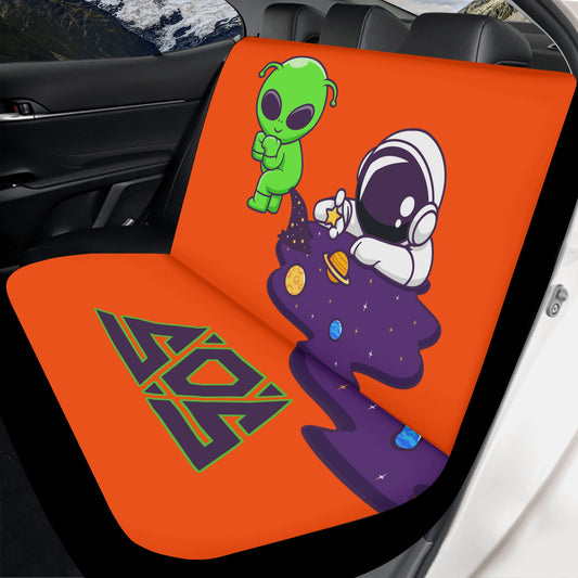 Space Aliens Dark Orange Back Car Seat Cover