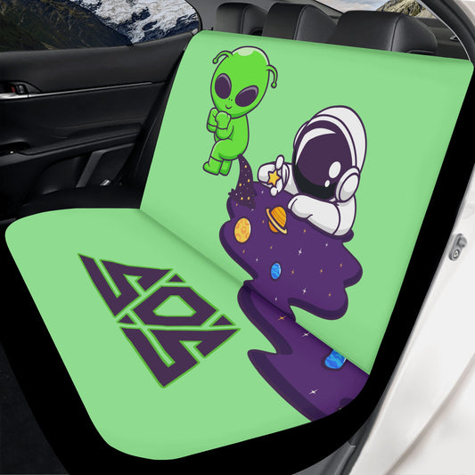 Space Aliens Mint Green Back Car Seat Cover