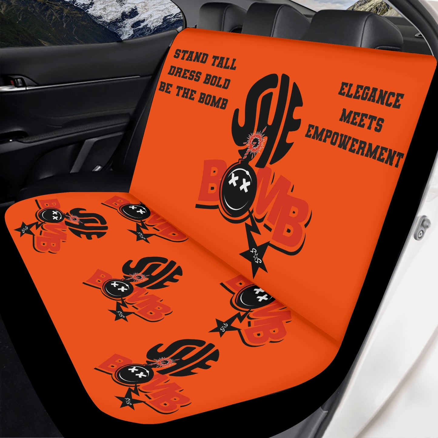 She Bomb Dark Orange Back Car Seat Cover