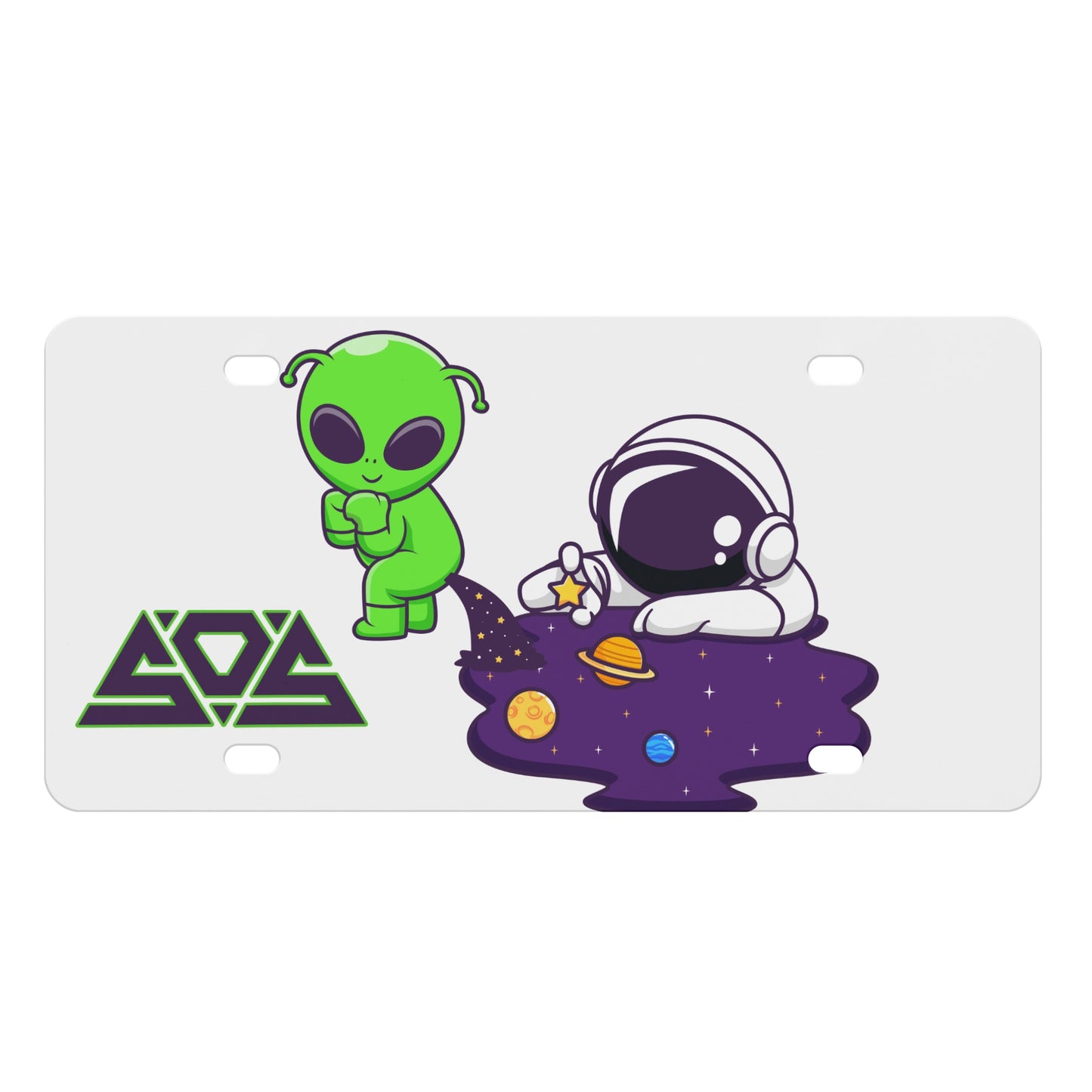 Space Aliens White License Plates