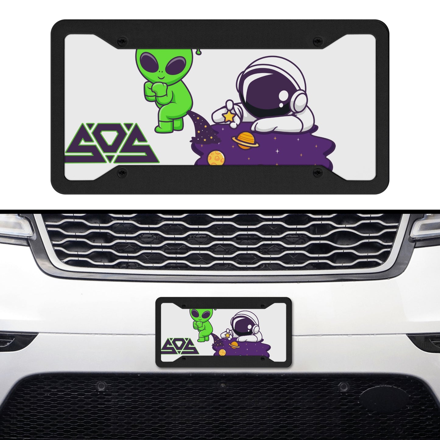 Space Aliens White License Plates