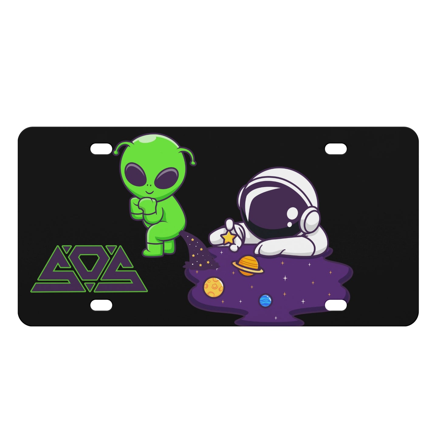 Space Aliens Black License Plates