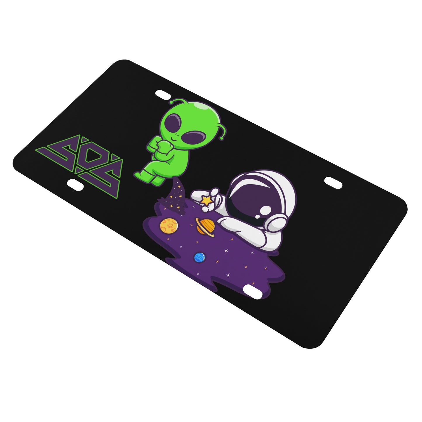 Space Aliens Black License Plates