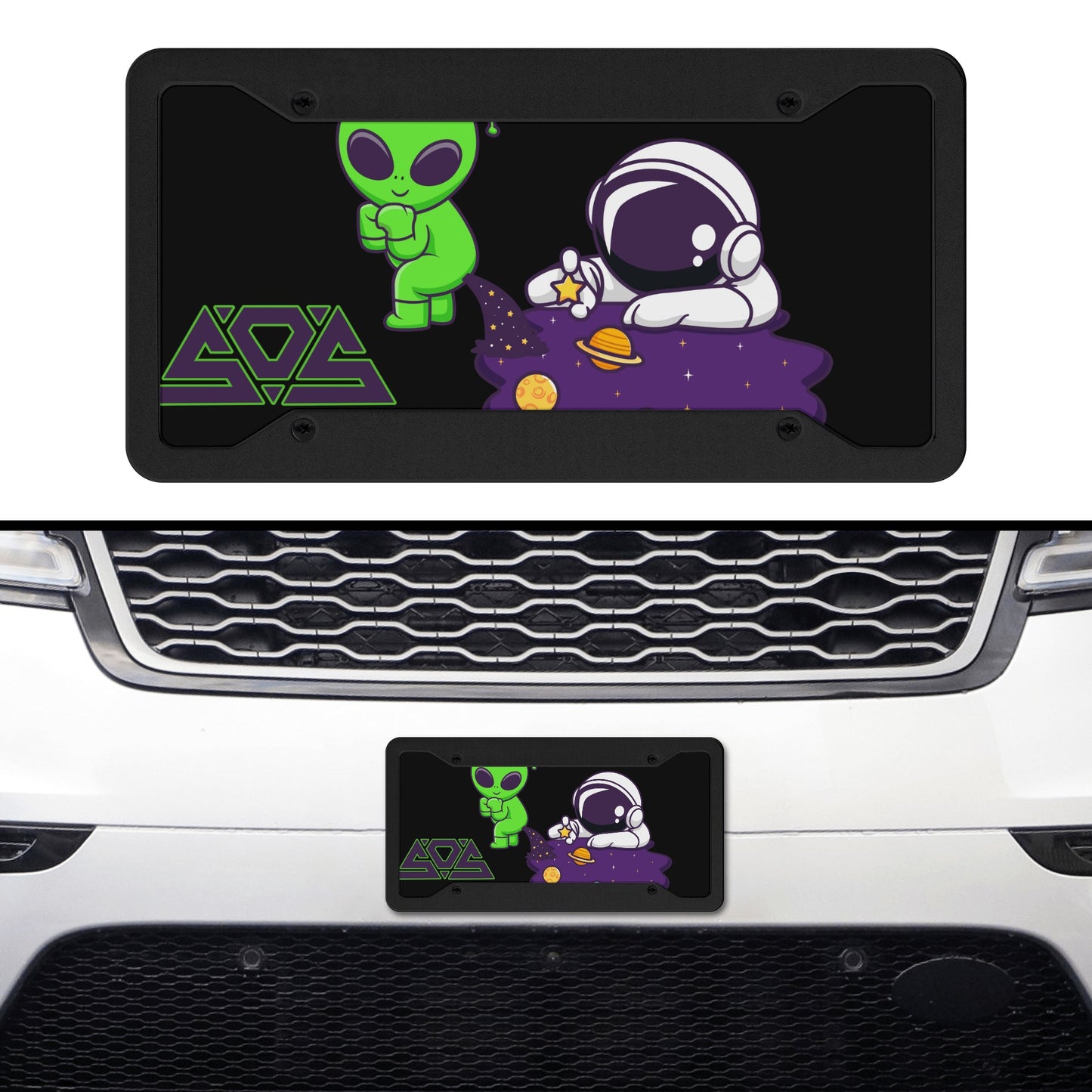 Space Aliens Black License Plates