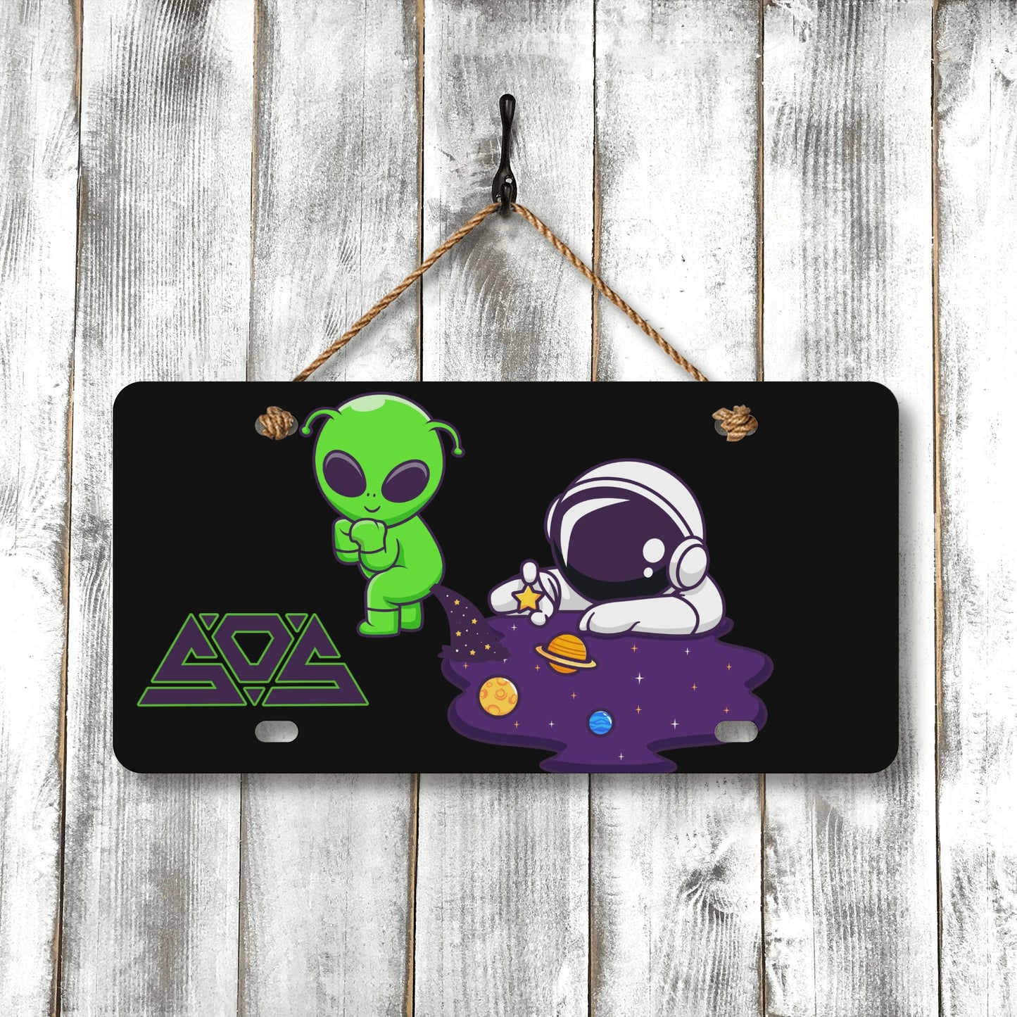 Space Aliens Black License Plates