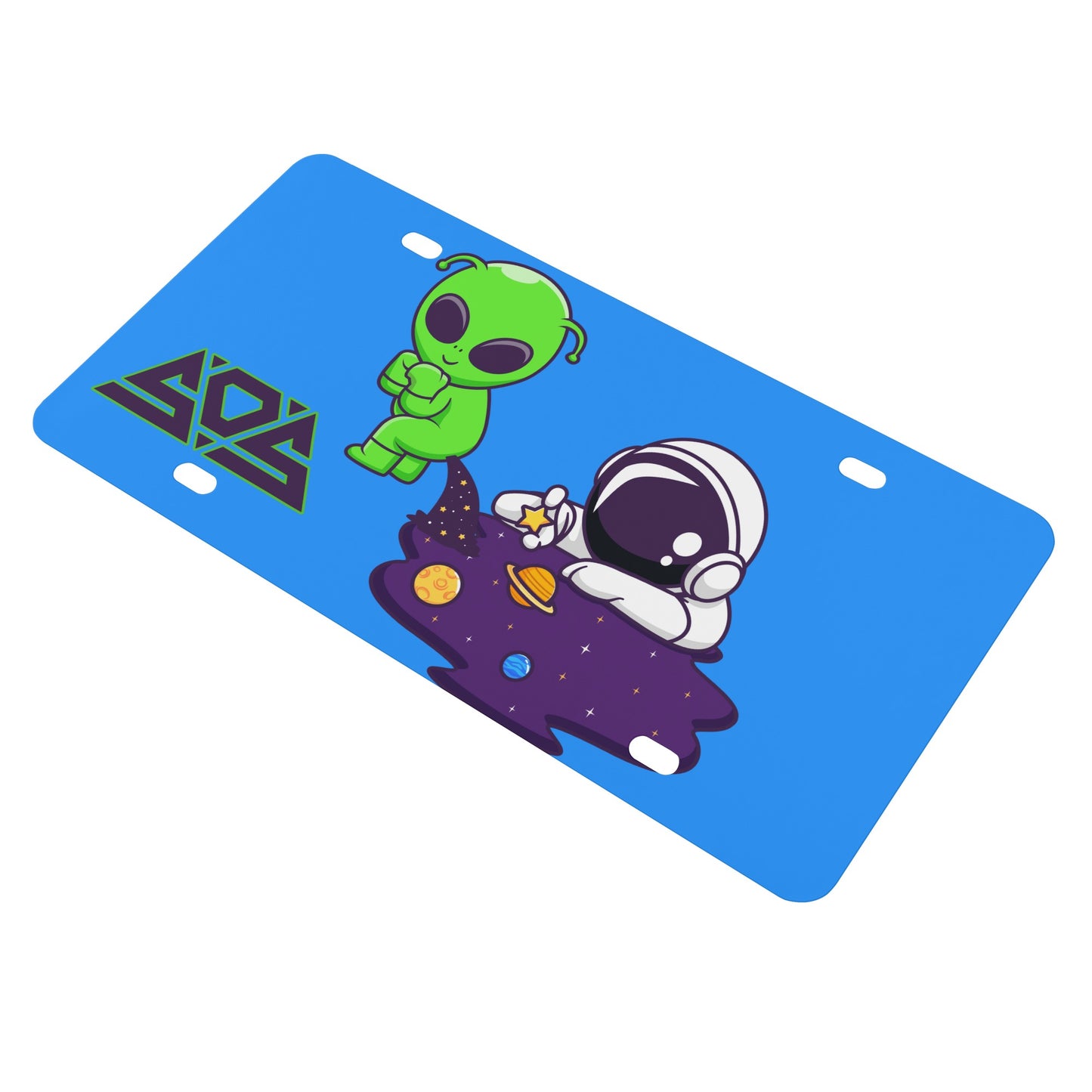 Space Aliens Blue License Plates