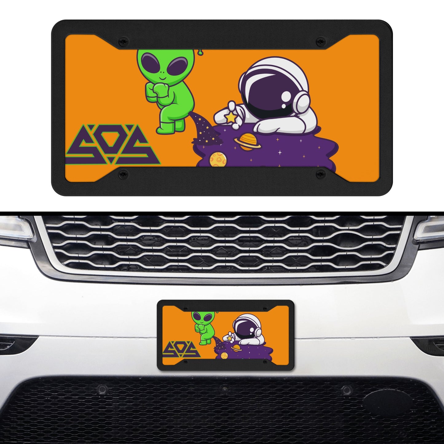 Space Aliens Orange License Plates