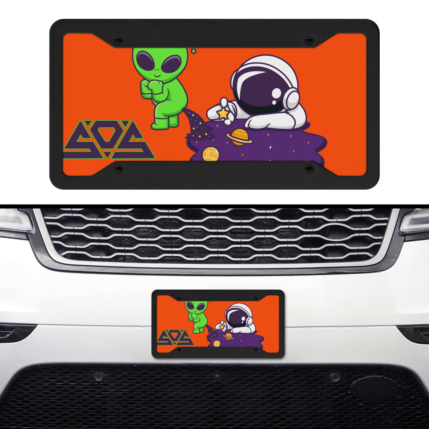 Space Aliens Orange License Plates