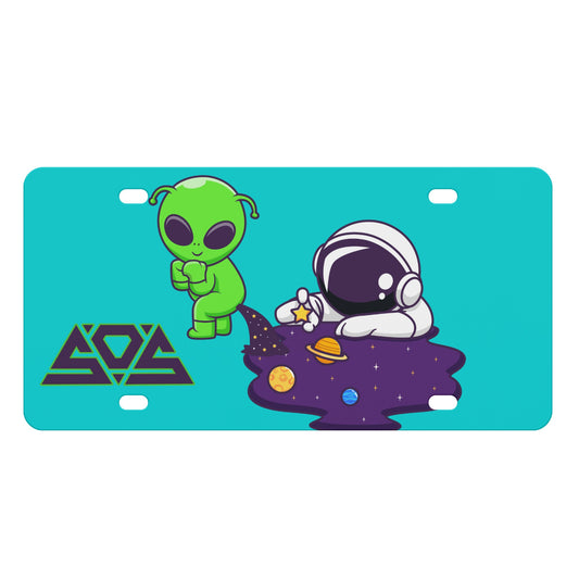 Space Aliens Turquoise License Plates