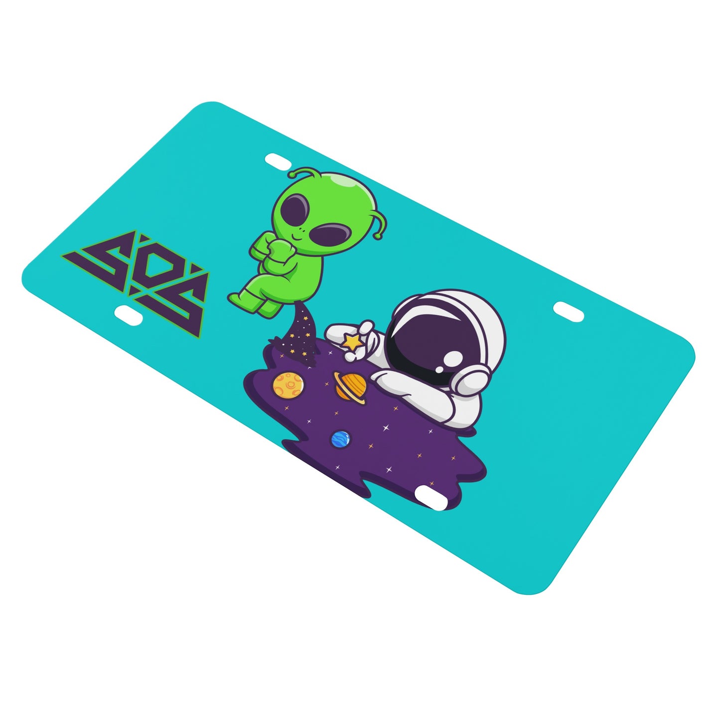 Space Aliens Turquoise License Plates