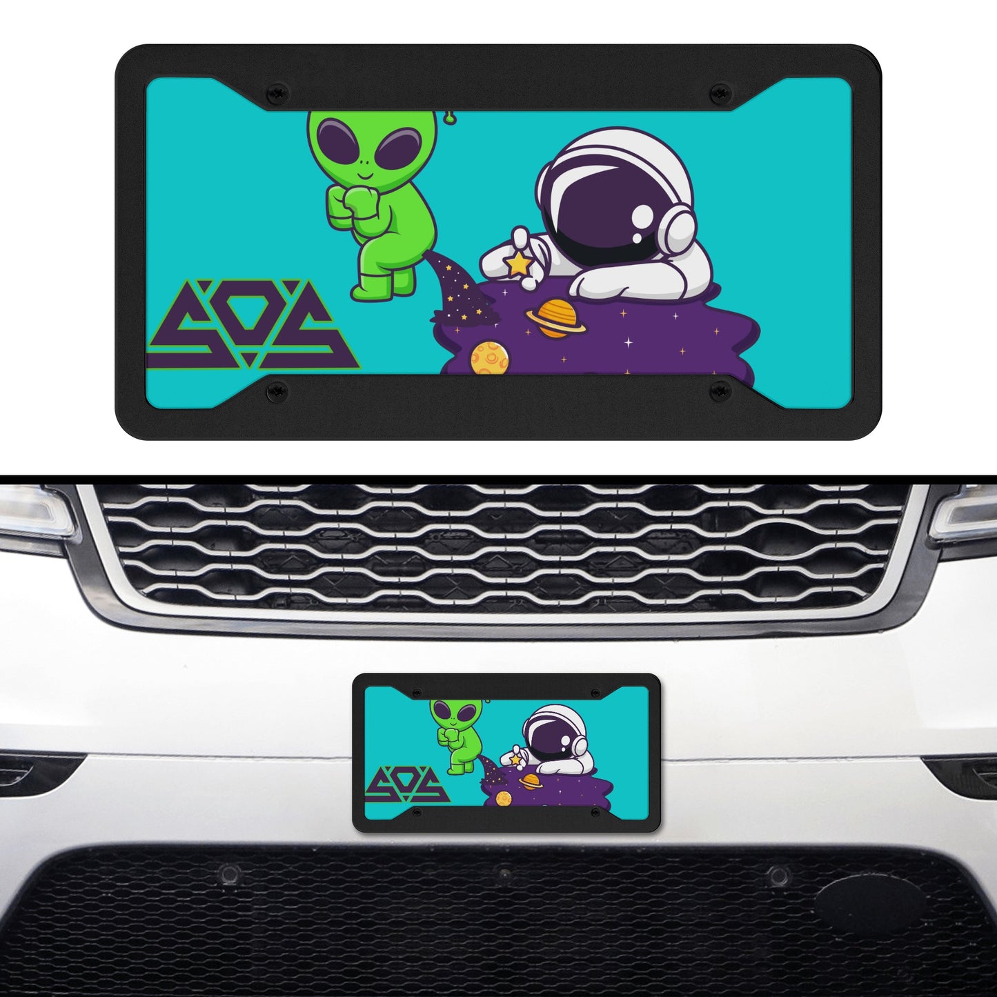 Space Aliens Turquoise License Plates