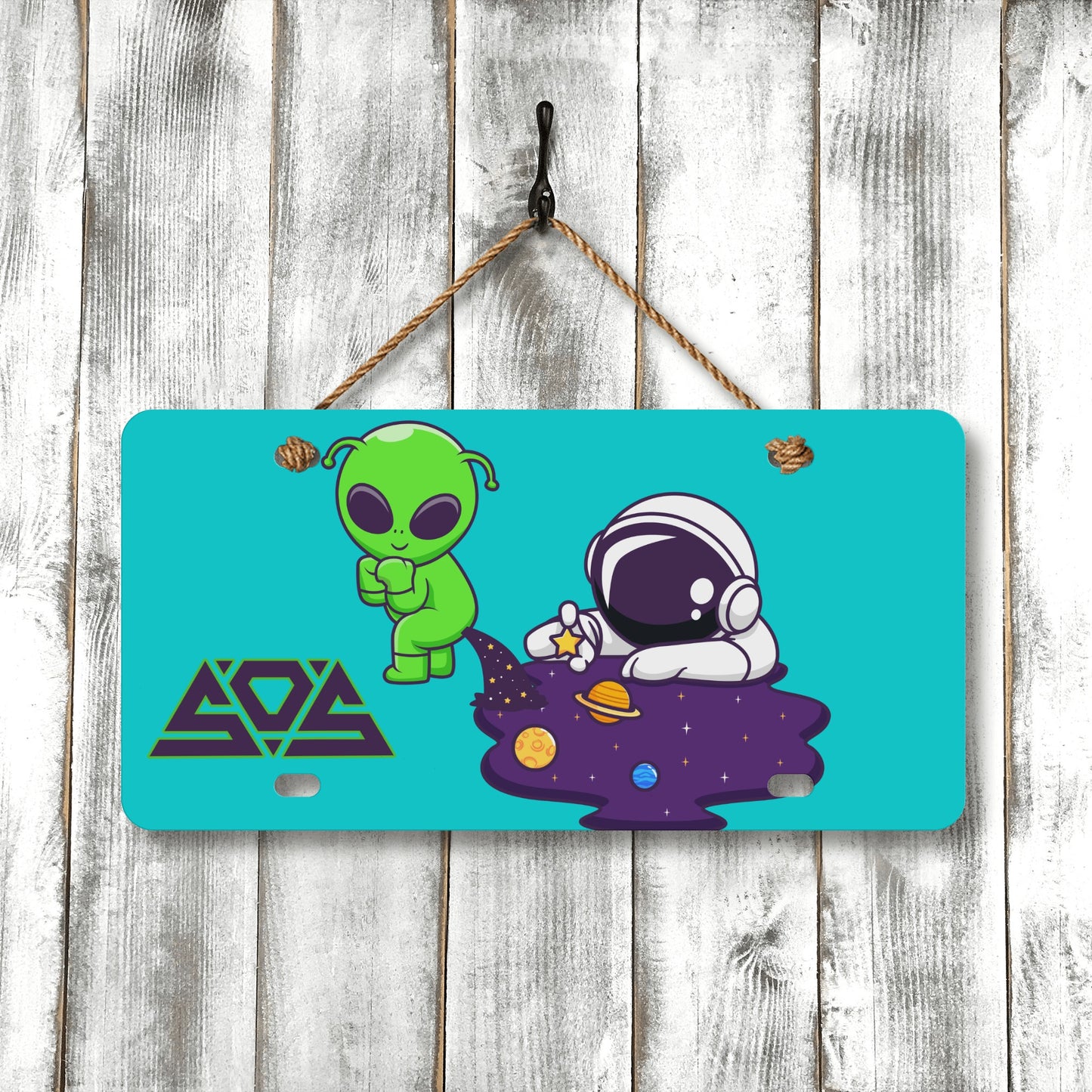 Space Aliens Turquoise License Plates