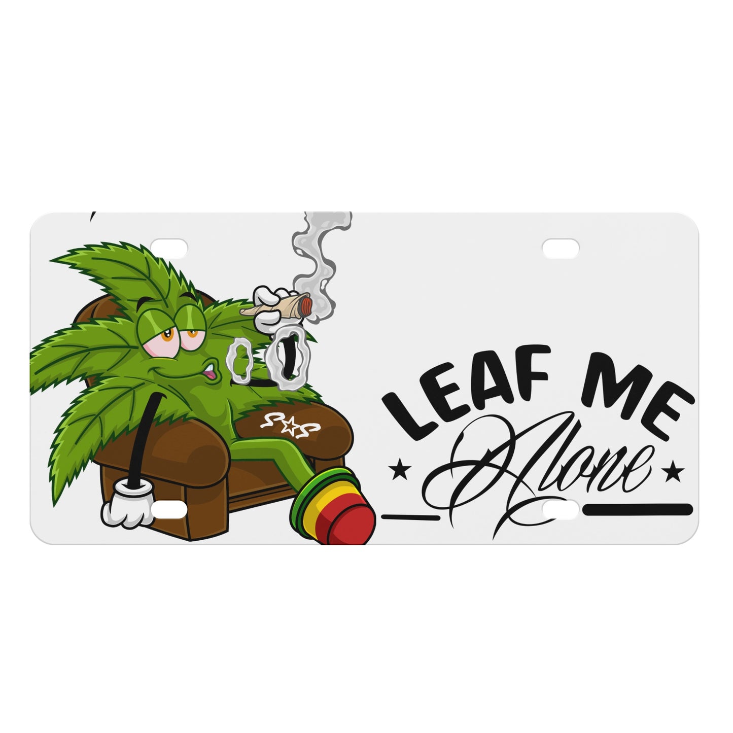 Leaf Me Alone 1.0 4/20 White License Plates