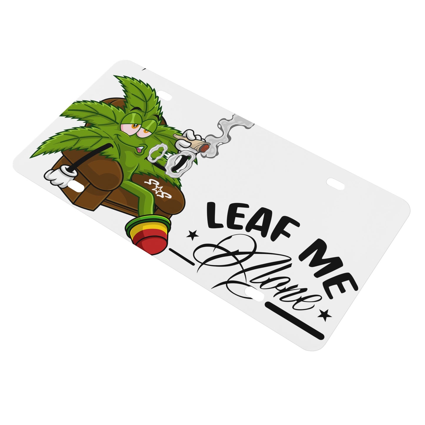 Leaf Me Alone 1.0 4/20 White License Plates