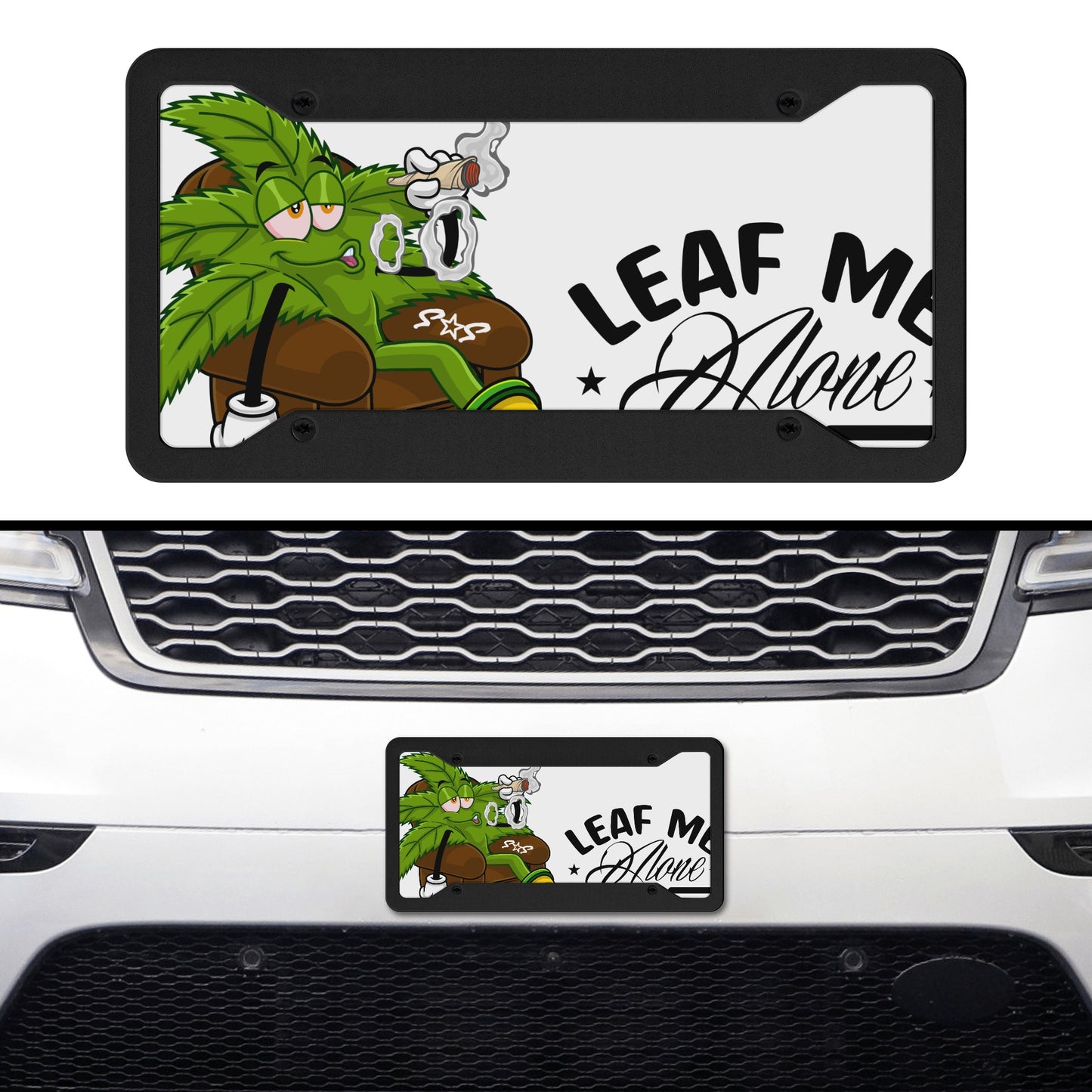 Leaf Me Alone 1.0 4/20 White License Plates