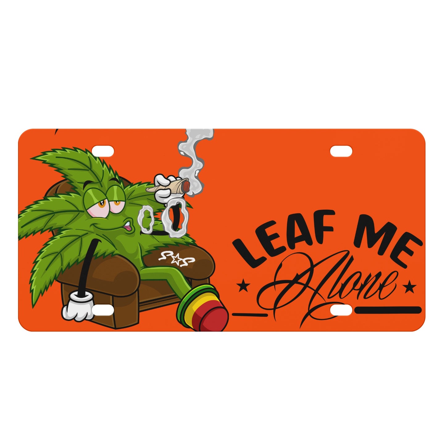 Leaf Me Alone Dark Orange License Plates