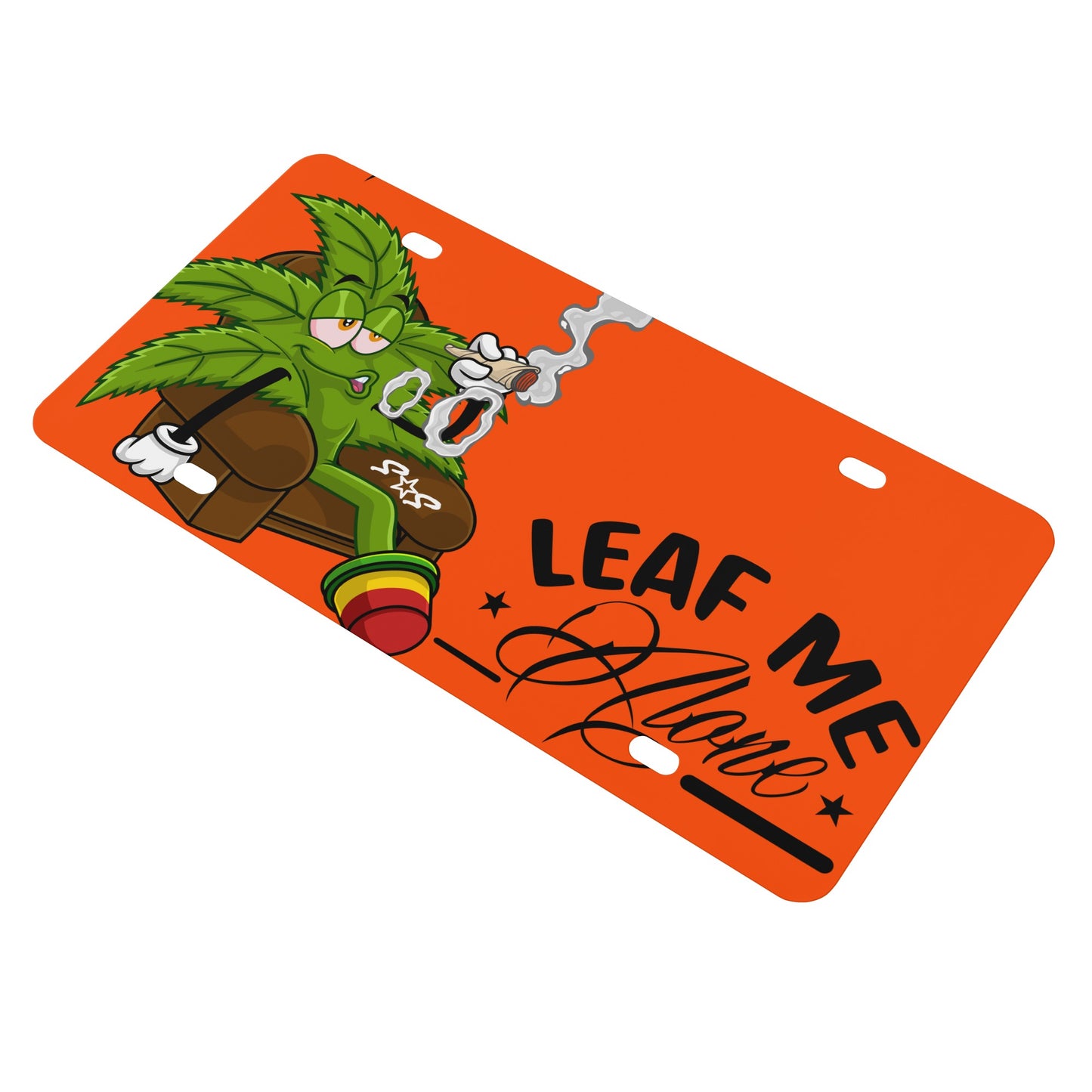 Leaf Me Alone Dark Orange License Plates