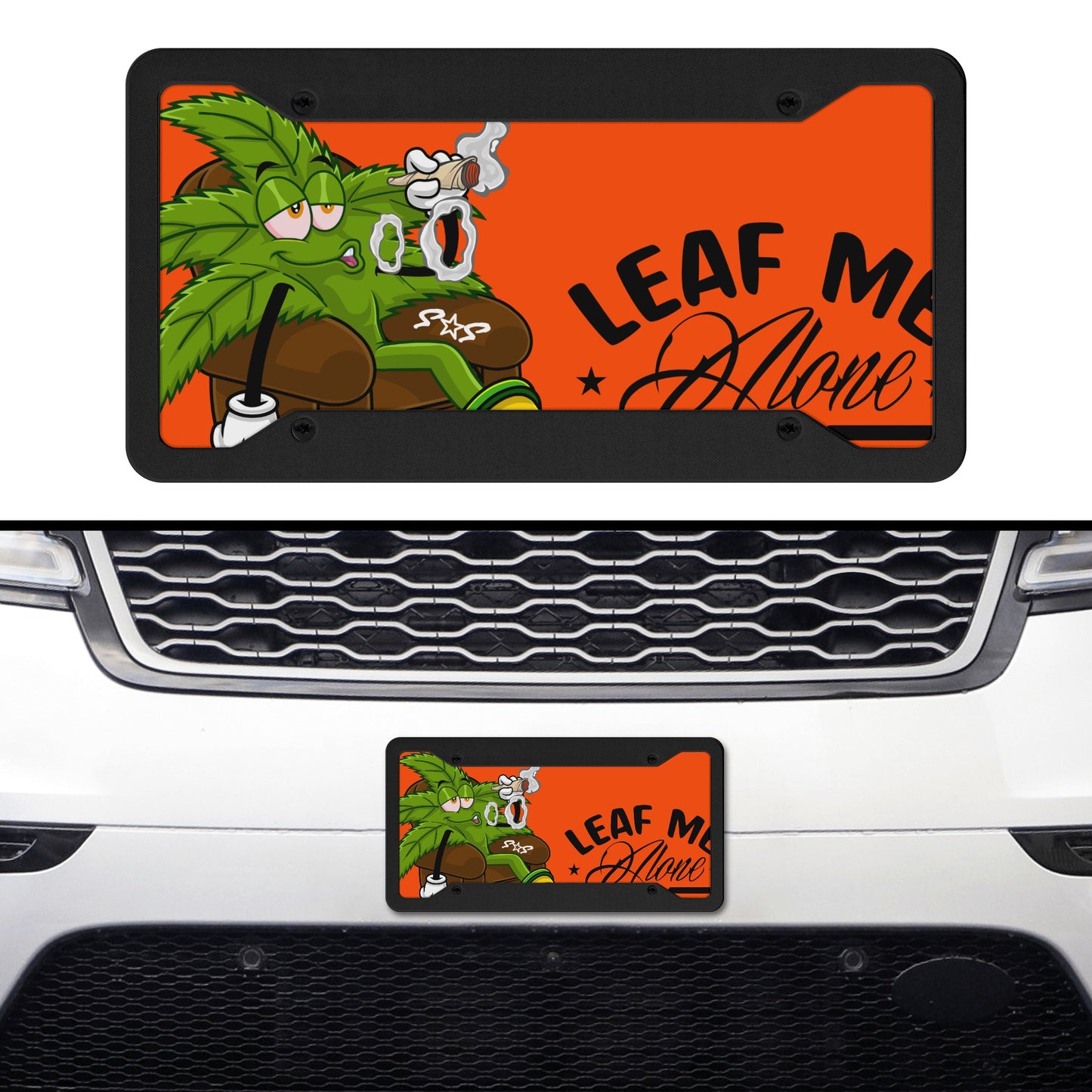 Leaf Me Alone Dark Orange License Plates