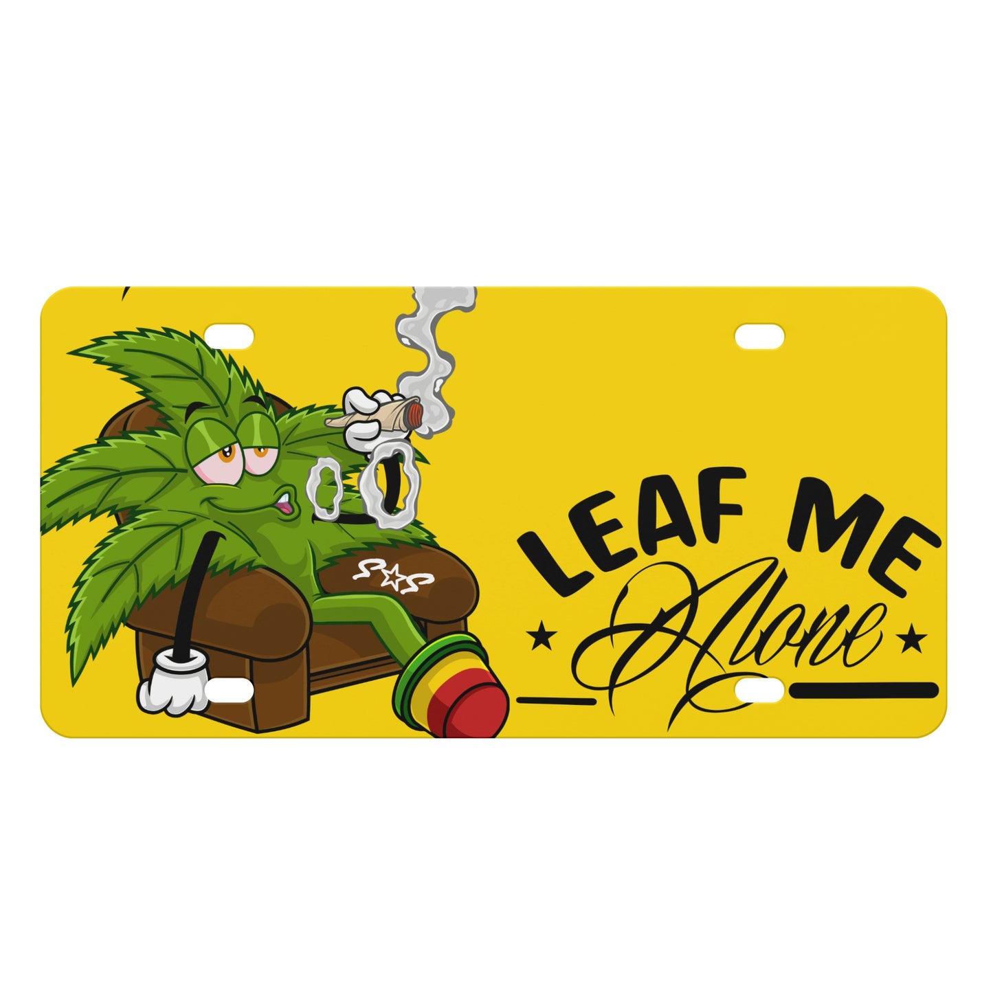 Leaf Me Alone Gold License Plates