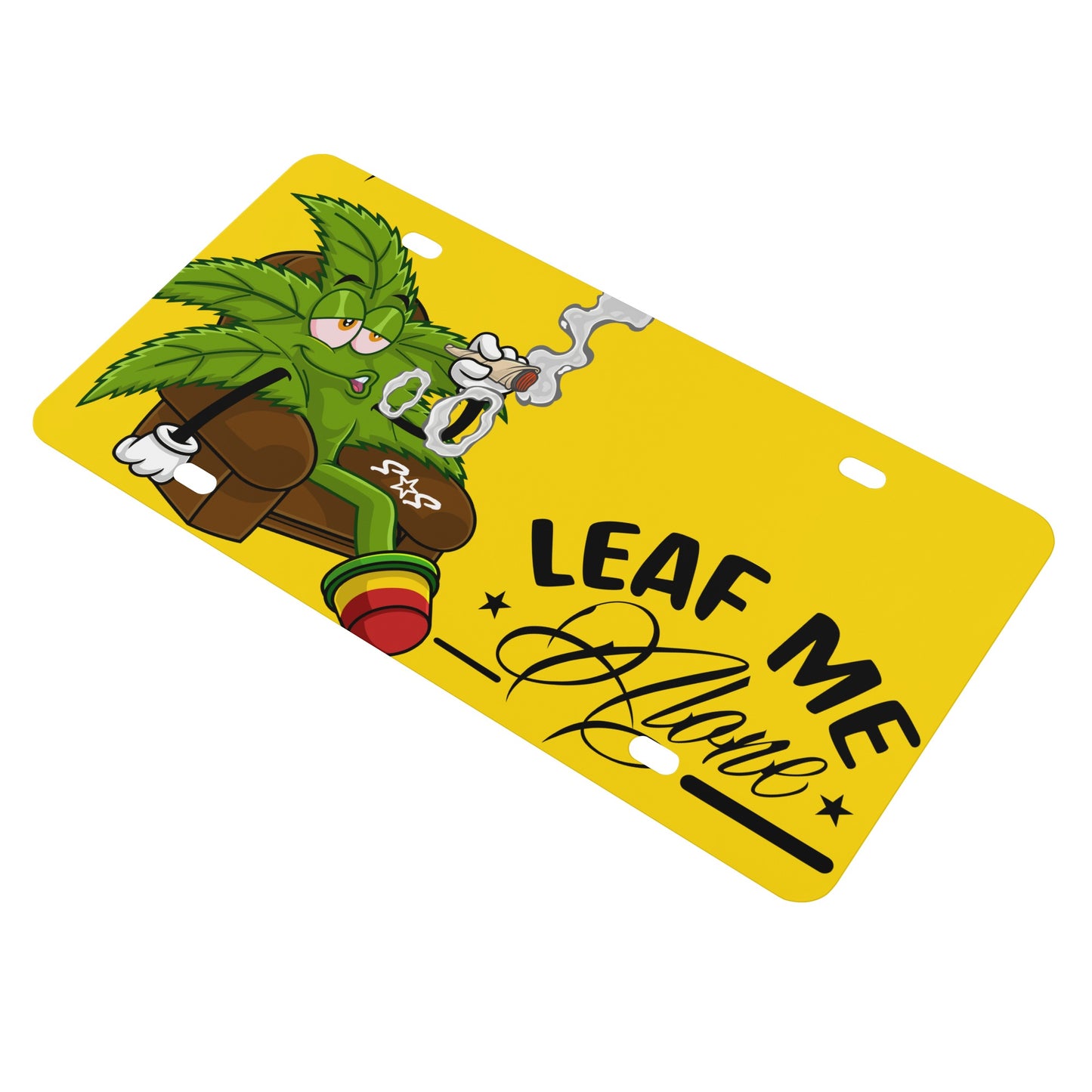 Leaf Me Alone Gold License Plates