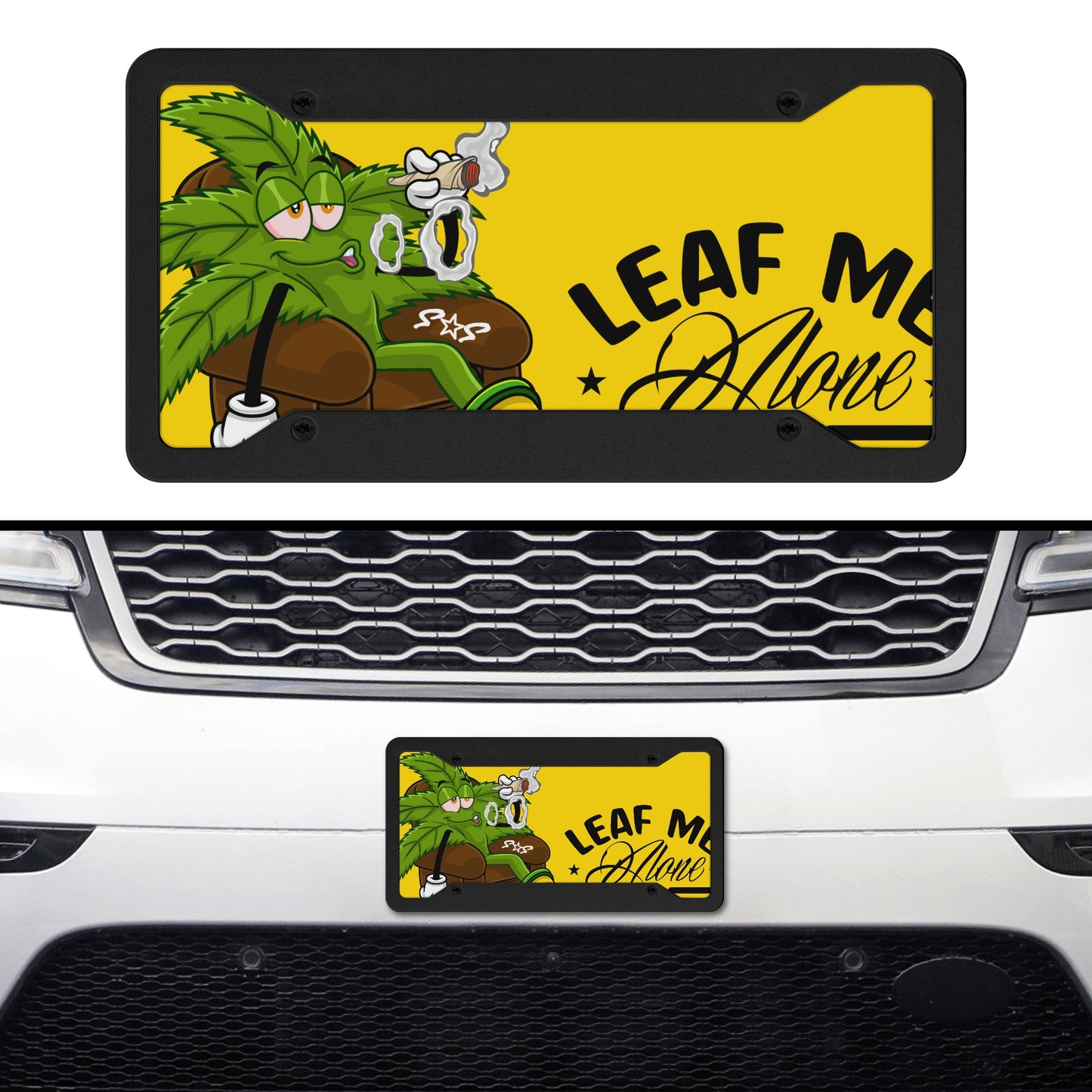 Leaf Me Alone Gold License Plates