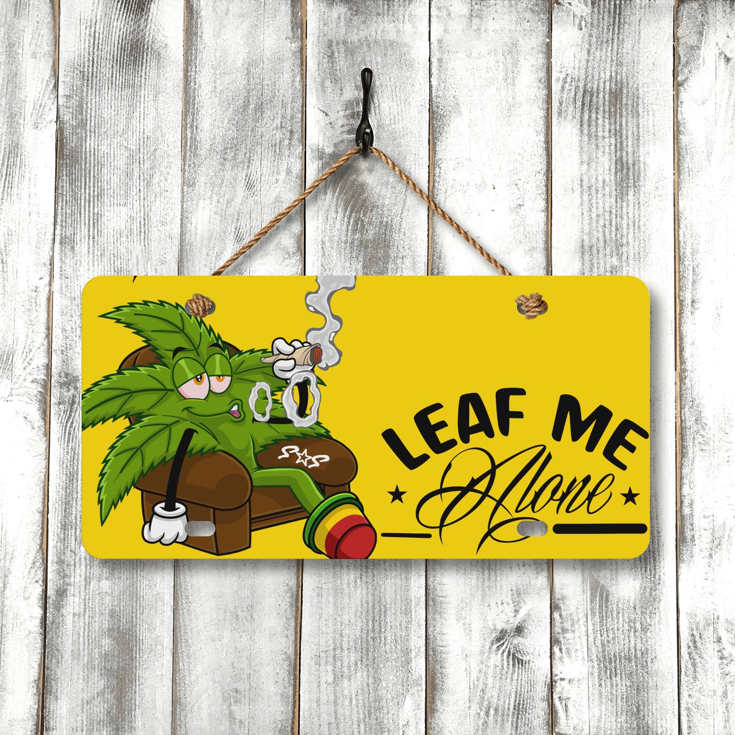 Leaf Me Alone Gold License Plates