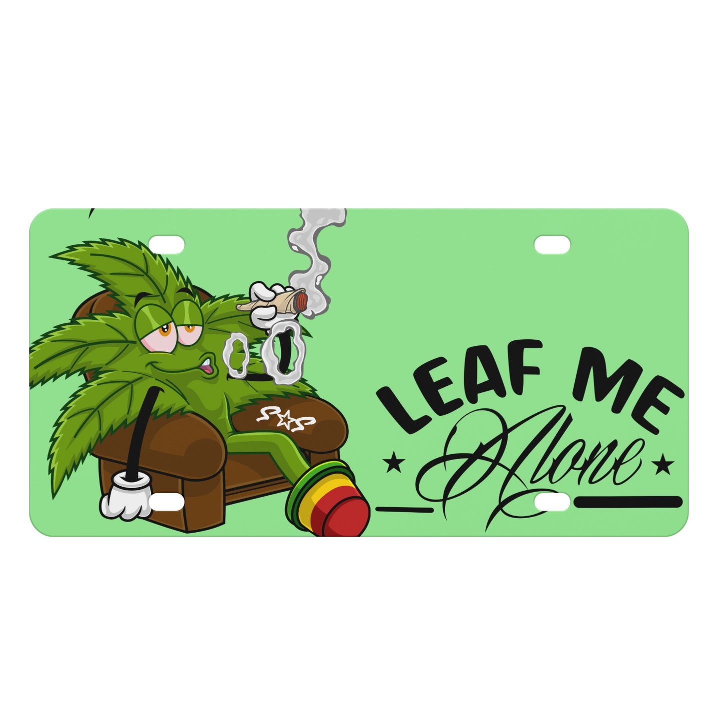 Leaf Me Alone 420 Edition Mint Green License Plates