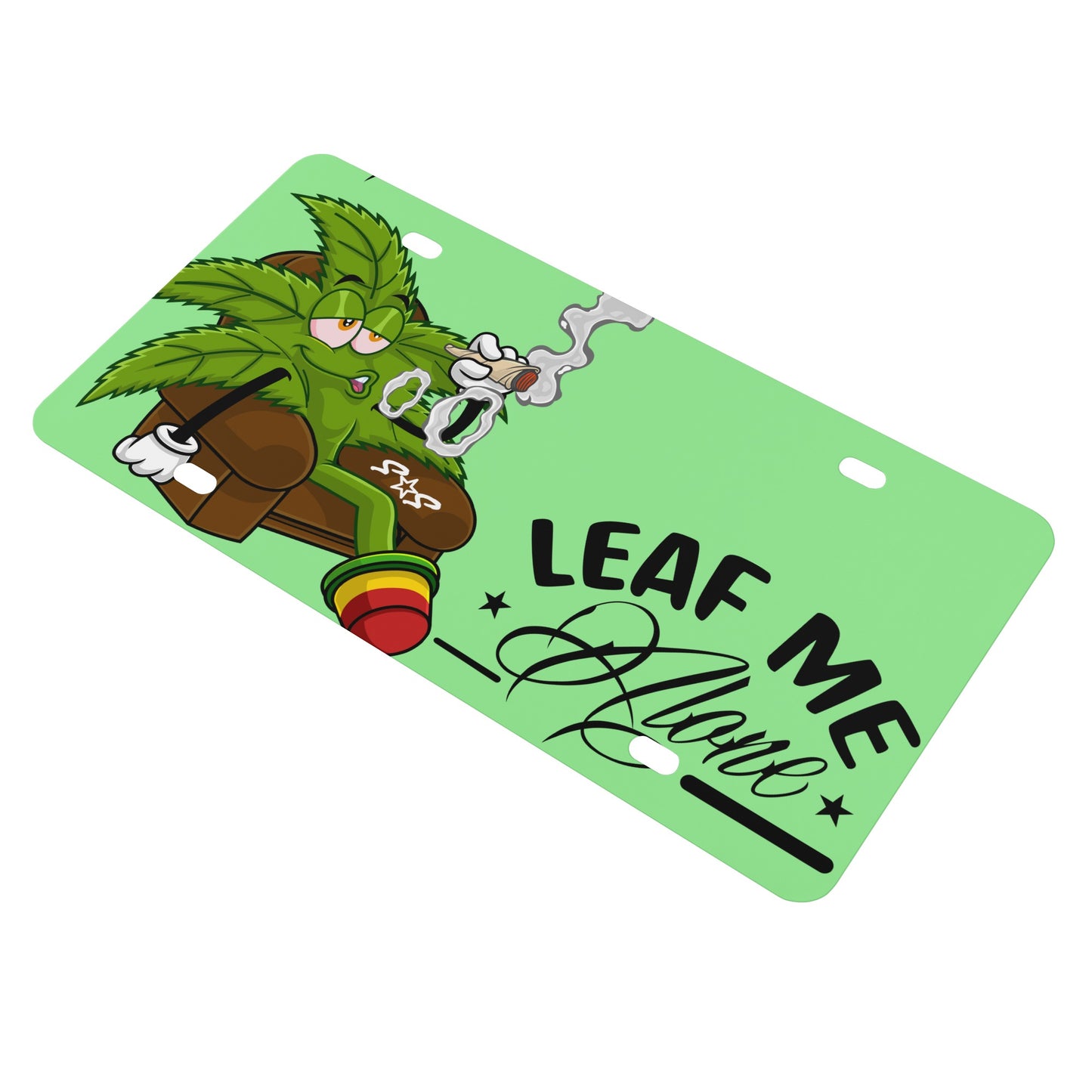 Leaf Me Alone 420 Edition Mint Green License Plates