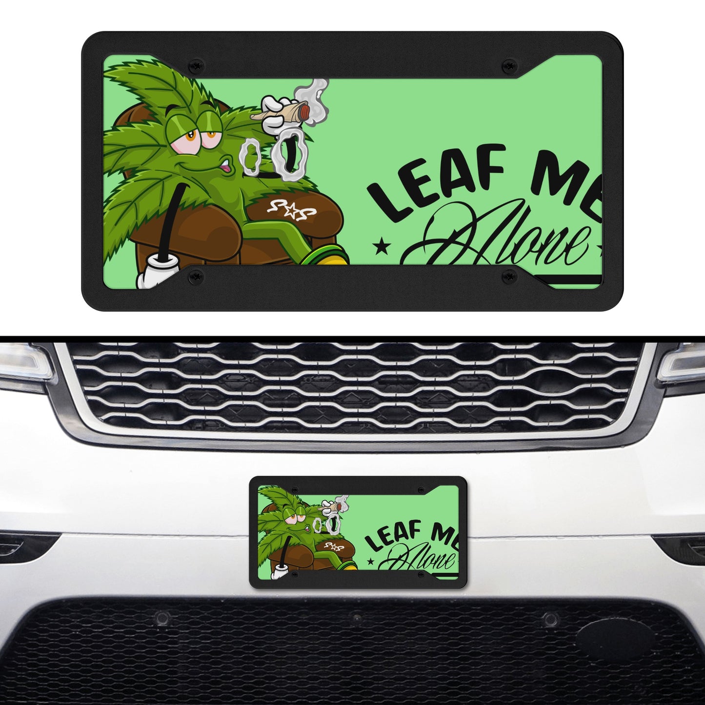 Leaf Me Alone 420 Edition Mint Green License Plates