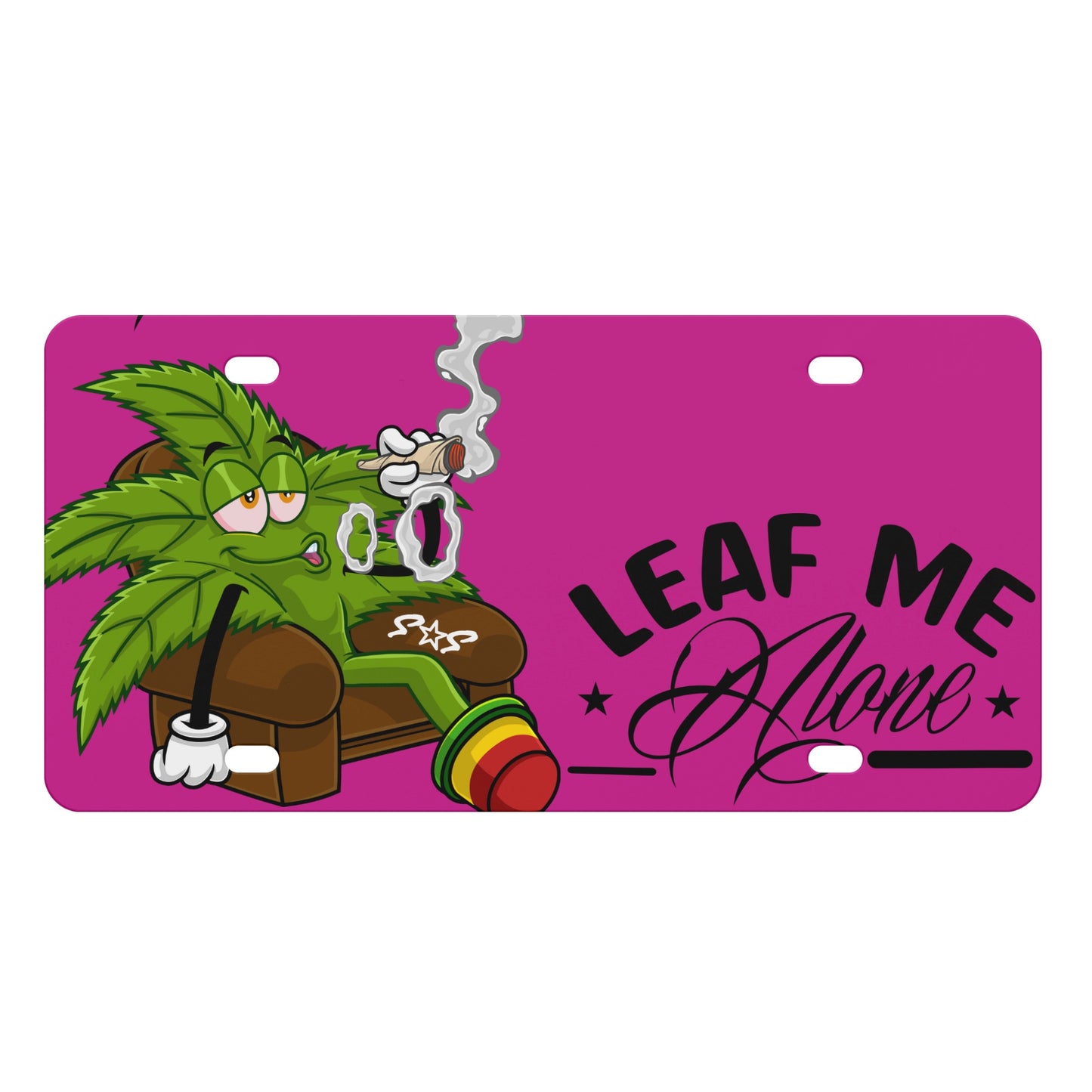 Leaf Me Alone Purple License Plates