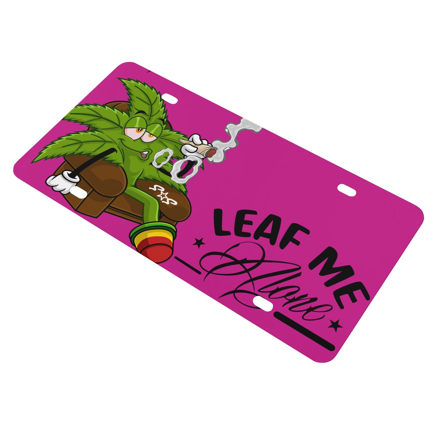 Leaf Me Alone Purple License Plates