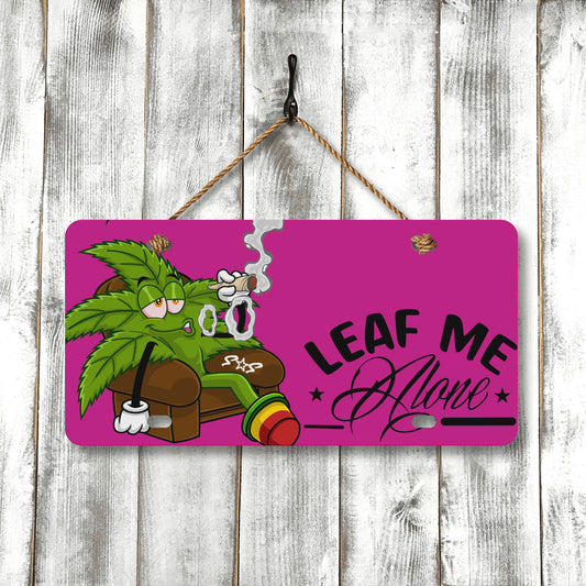 Leaf Me Alone Purple License Plates