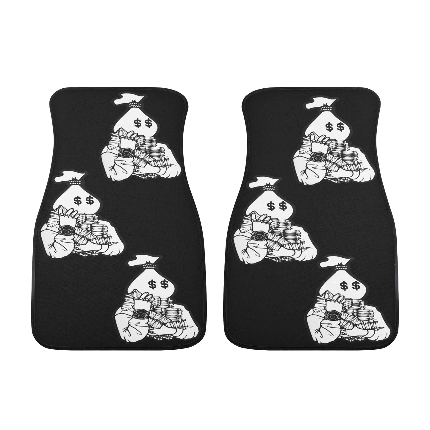 Money Man White Back and Front Car Floor Mats