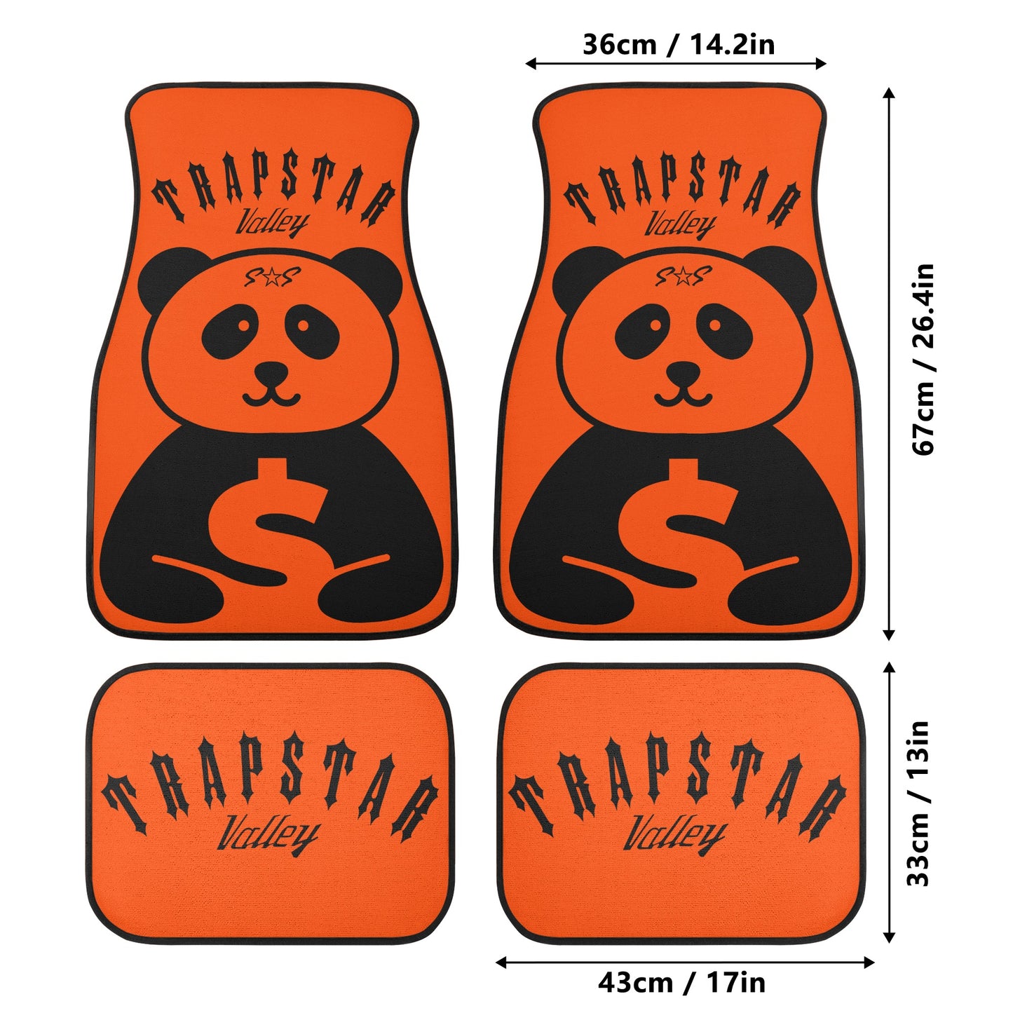 Trap Star Valley Panda 1.0 Dark Orange Back and Front Car Floor Mats