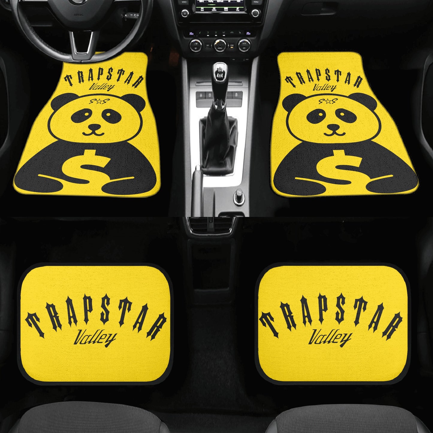 Trap Star Valley Panda 1.0  Gold Back and Front Car Floor Mats