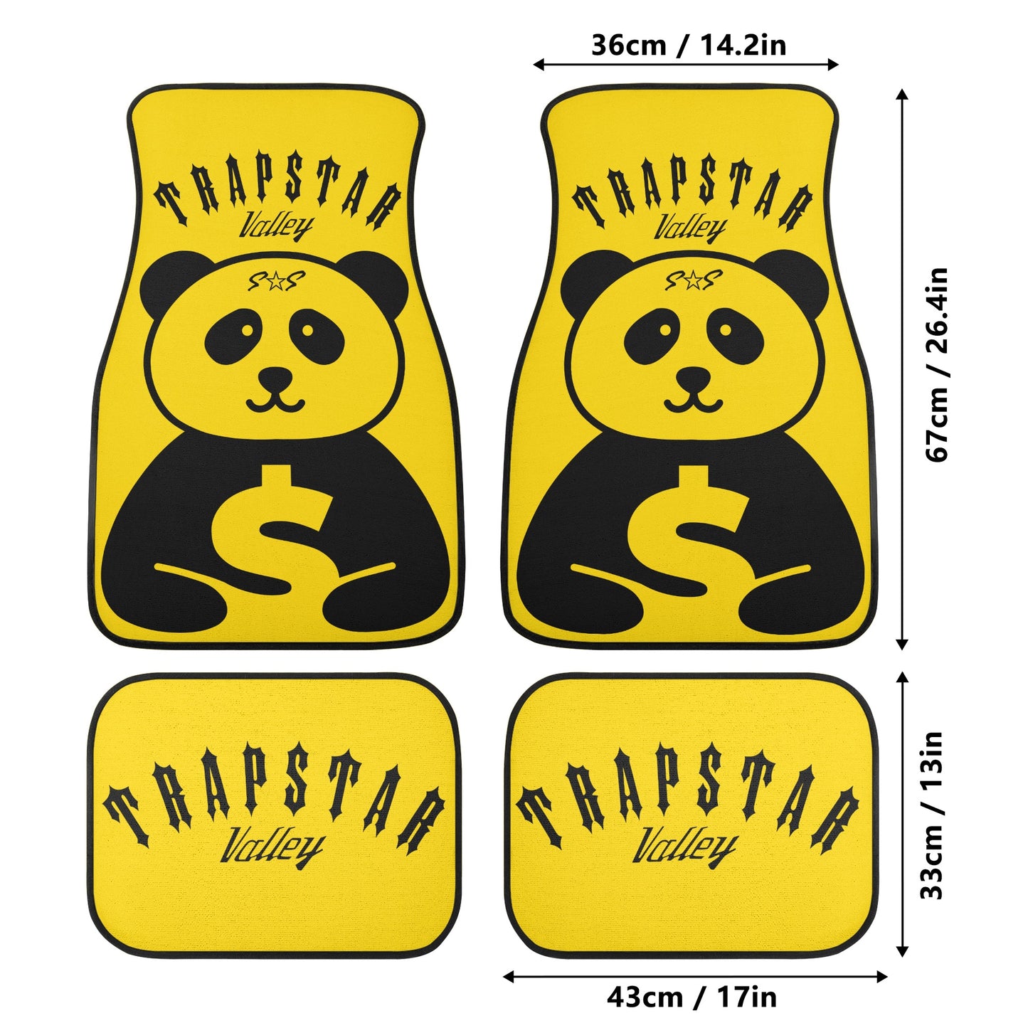 Trap Star Valley Panda 1.0  Gold Back and Front Car Floor Mats