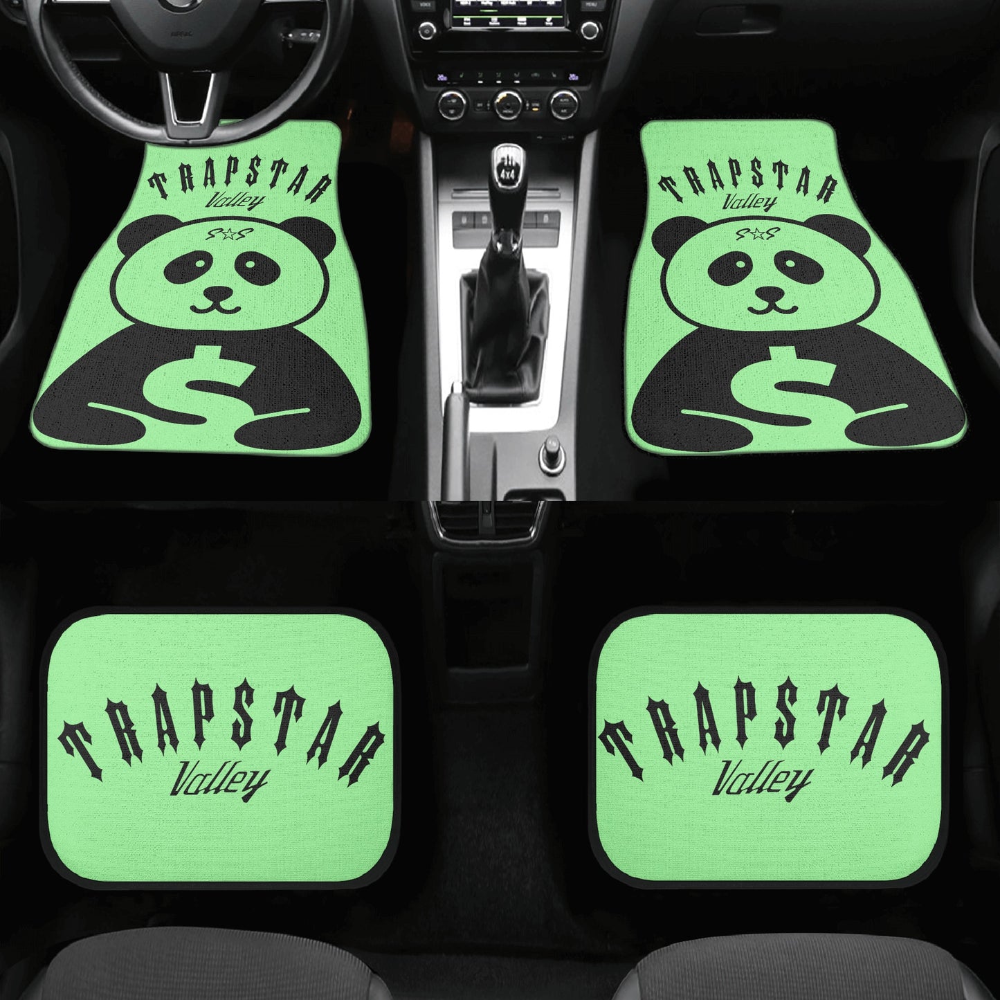 Trap Star Valley Panda 1.0 Mint Green Back and Front Car Floor Mats