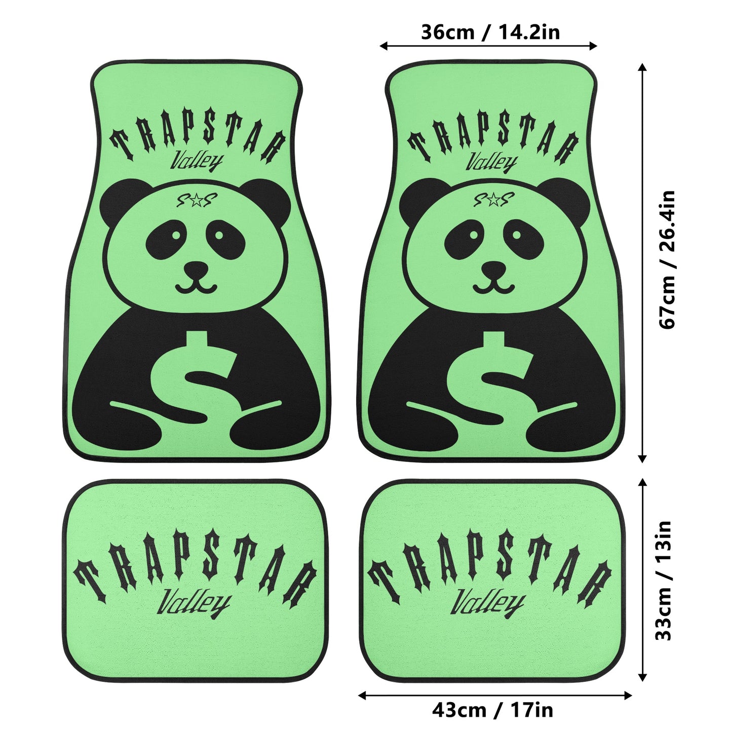 Trap Star Valley Panda 1.0 Mint Green Back and Front Car Floor Mats