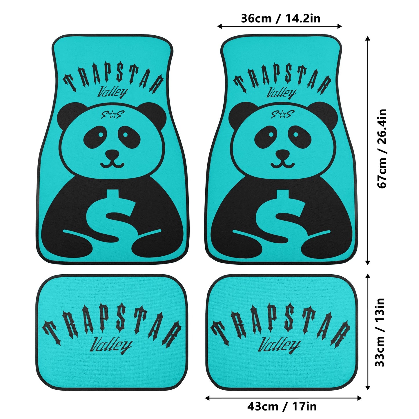 Trap Star Valley Panda 1.0 Turquoise Back and Front Car Floor Mats