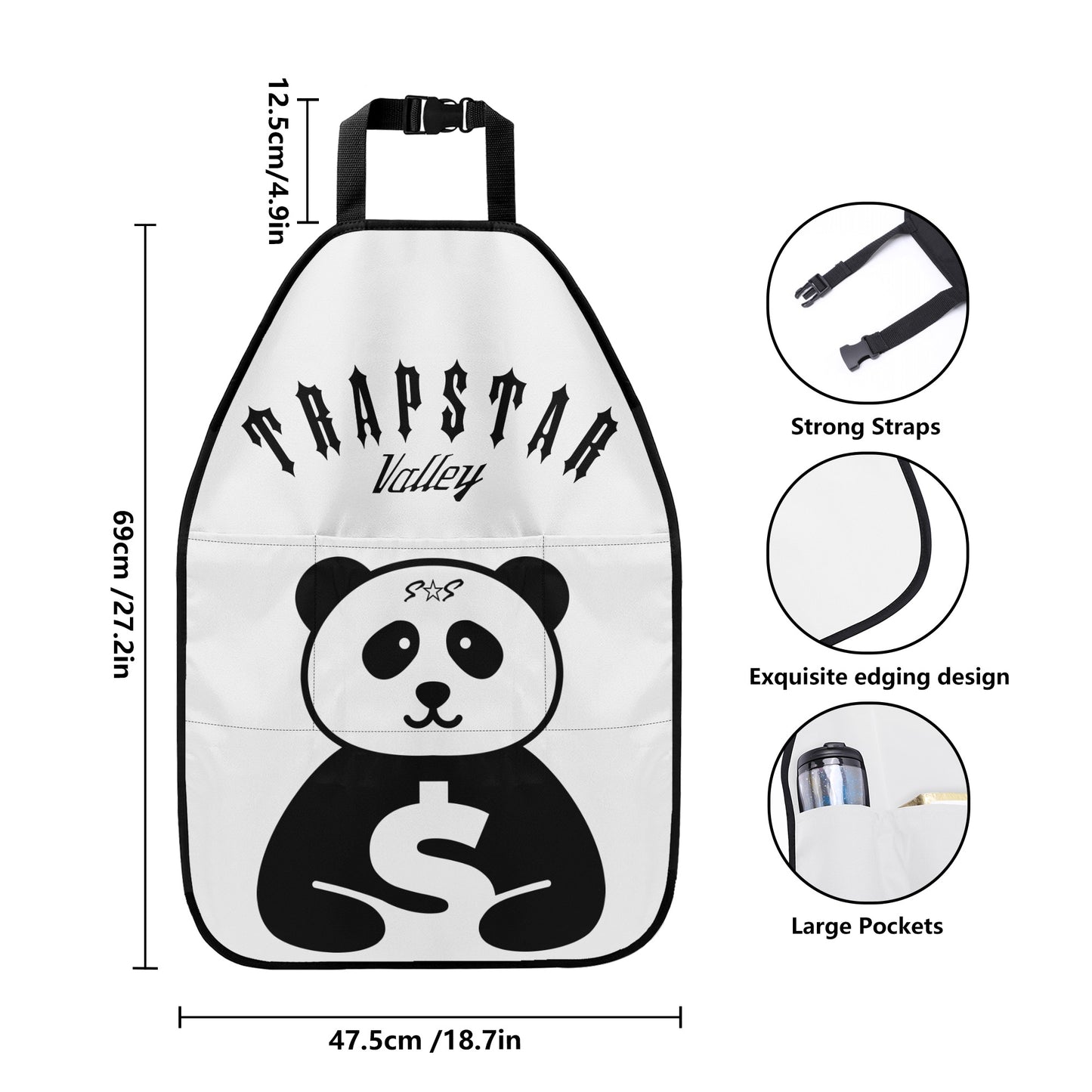 Trap Star Valley Panda 1.0 White Car Back Seat Organizer Protector