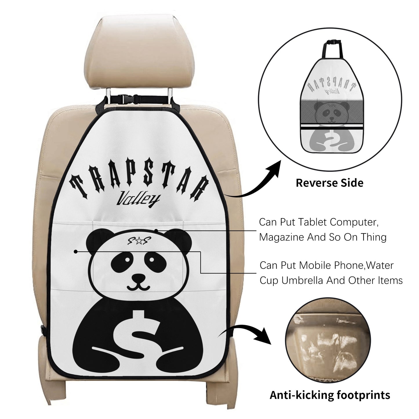 Trap Star Valley Panda 1.0 White Car Back Seat Organizer Protector