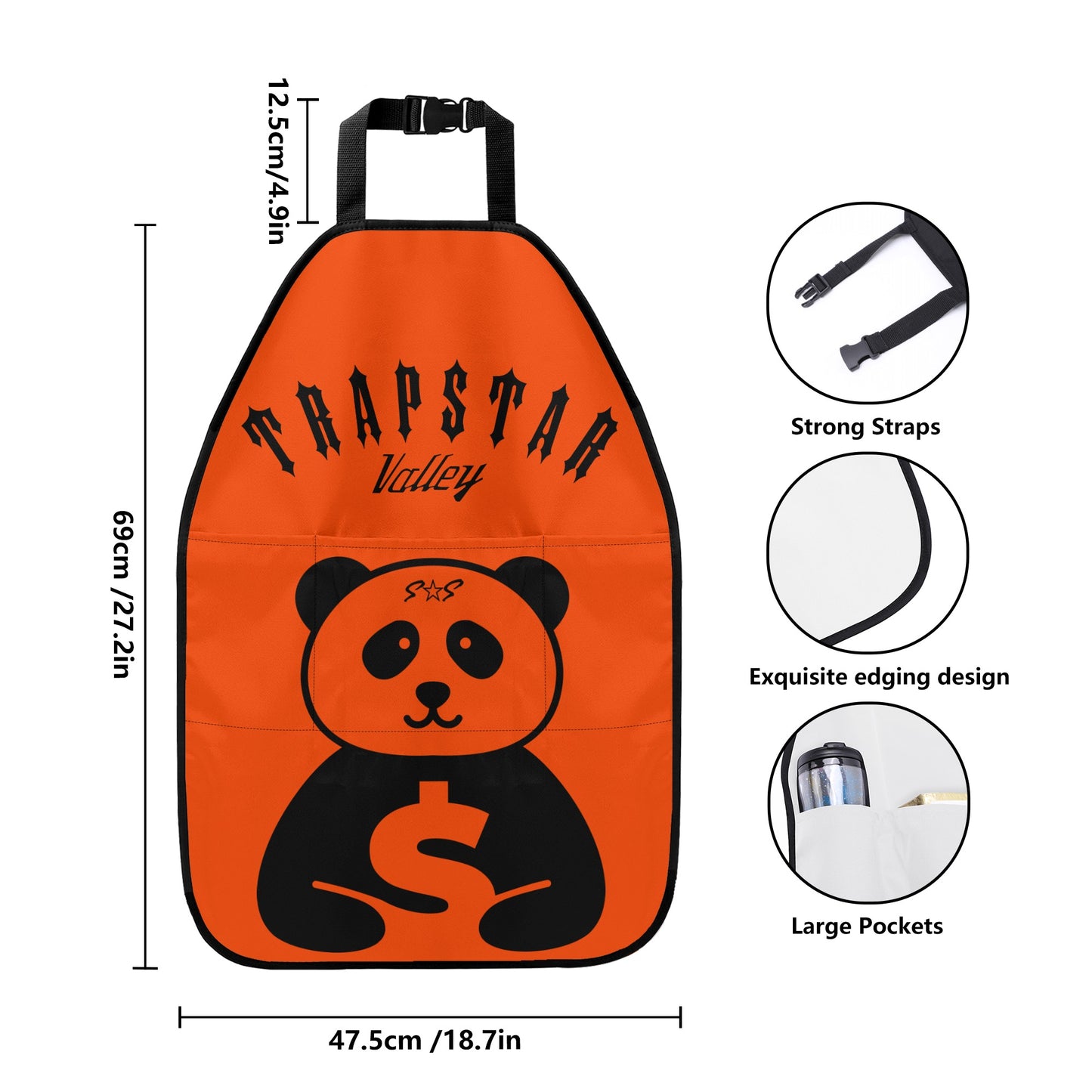 Trap Star Valley Panda 1.0 Dark Orange Car Back Seat Organizer Protector