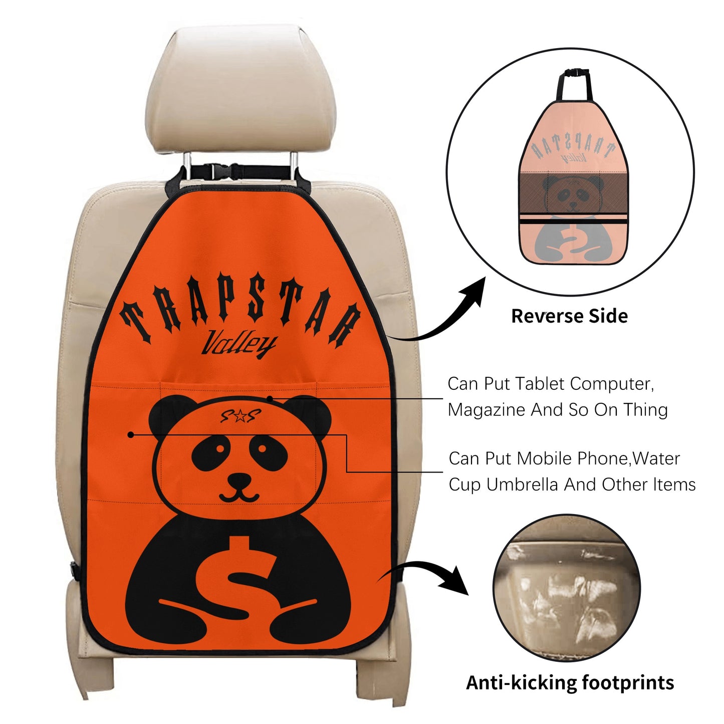 Trap Star Valley Panda 1.0 Dark Orange Car Back Seat Organizer Protector