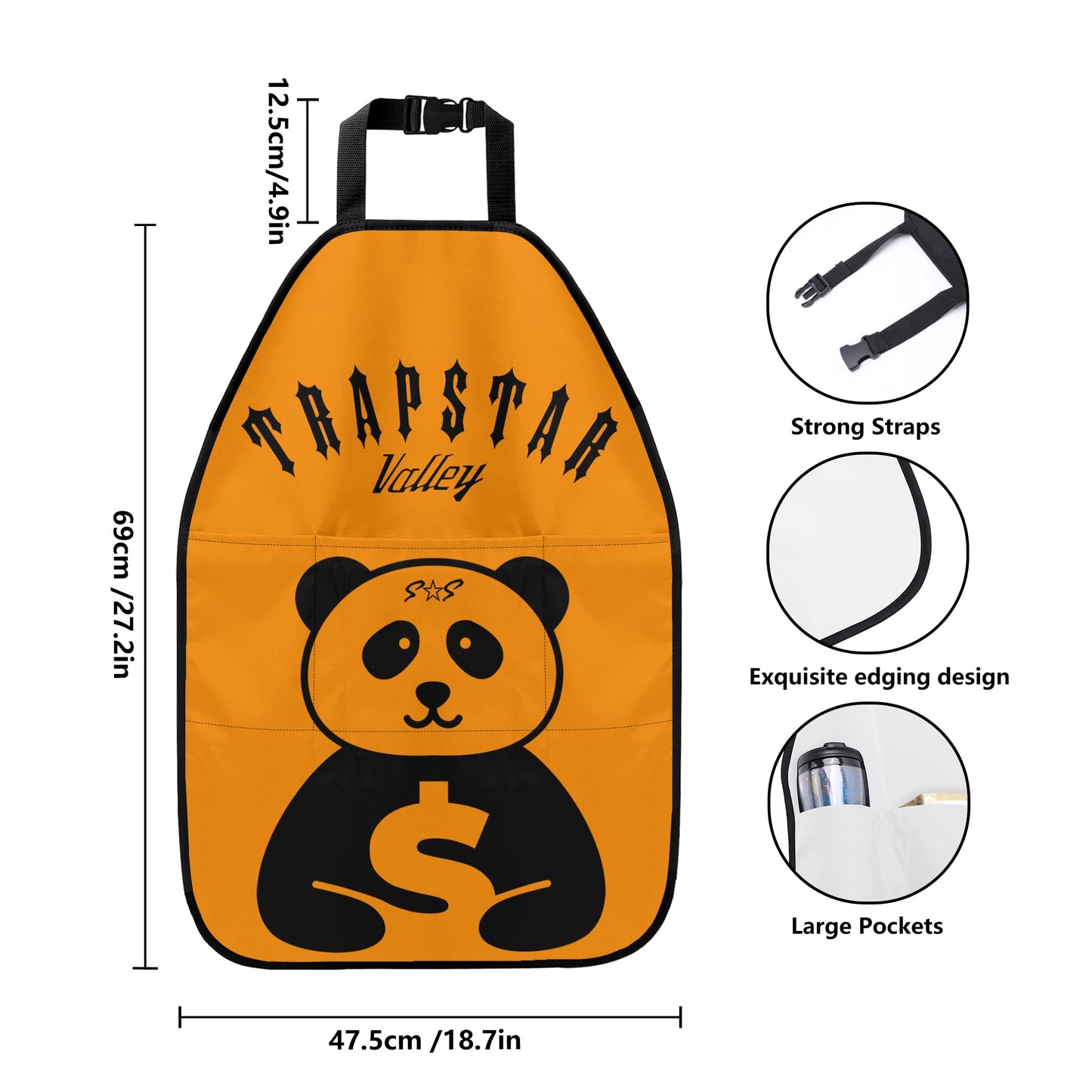 Trap Star Valley Panda 1.0 Orange Car Back Seat Organizer Protector